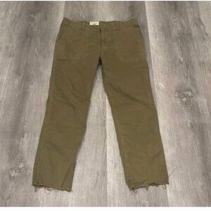 Nili Lotan Shon Pants Womens 6 Green Straight Leg Crop Barrel USA